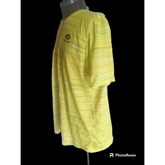 Voler men's lime green, short sleeve, striped, mesh cycle training shirt, XL - Picture 2 of 6